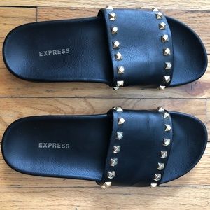 Express studded black slides